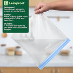 SPLF 6 Pack Stand-Up Reusable Gallon Freezer Bags Dishwasher Safe | Extra Thick 1 Gallon Leakproof Food Storage Bags, BPA and Silicone Free Freezer Bags for Meal Prep, Bread, Veggies, Travel