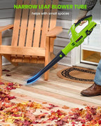 HARDELL Leaf Blower, 18V Small Leaf Blower Cordless with 2.0Ah Battery & Fast Charger, Lightweight Electric Leaf Blower for Lawn Care, Patio, Blowing Leaves, Green