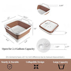 Collapsible Wash Basin for Baby Bottles - 2.4 Gallons Portable Wash Bin for RV Camping Sink, Space-Saving Dish Tub (Mocha)