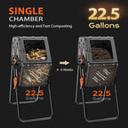 Compost Bin Outdoor 22.5 Gallon, Easy Assemble Composter Tumbler, 360°Rotating Garden Compost Bin for Fast Composting, Tumbling Composter for Outside, Backyard, and Yard