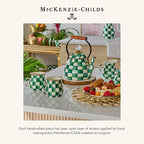 MACKENZIE-CHILDS Enamel Serving Platter, Decorative Serving Platter for Food, 16 Inches, Green-and-White Emerald Check