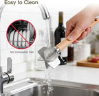 Meat Masher Stainless Steel Meat Chopper, 6-Blade Ground Beef Chopper Tool with 11" Wooden Handle for Hamburger,Turkey & Potato Masher(L, Wood Handle-2pcs)