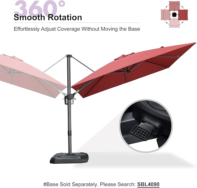 PURPLE LEAF 9 Feet Patio Umbrella Outdoor Cantilever Square Umbrella Aluminum Offset Umbrella with 360-degree Rotation for Garden Deck Pool Patio Terra