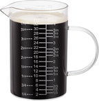 Ackers Etched Graduated Glass Measuring Cup - [Insulated Handle | V-Shaped Spout] - High Borosilicate Glass Measuring Cup for Kitchen or Dining, Easy to Read,1000 ML (32 Oz, 4 Cup)