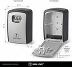 Iron Lock® XXL Wall Mount Key Lock Box, Outdoor Combination Code (Grey) | Fits 20-30 spares plus fobs & cards; unique built-in tray so keys don't fall out; dial cover; screws & anchors included