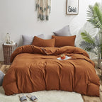 Pumpkin Color Comforter Sets Solid Cinnamon Color Bedding Set Cal King 3 PCs Pumpkin Comforter Sets for Women Girls Breathable Soft Bedroom Collection Solid Rust Color Adults Pumpkin Bedding