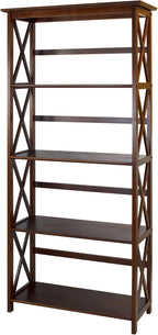 Casual Home Montego 5-Shelf Bookcase, Walnut (New)