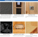 Outdoor Barrel Steam Sauna with Panoramic View, Canadian Red Cedar Wood Sauna for 4-6 Person, 6KW Heater, Rocks, 8mm Tempered Glass, Waterproof System