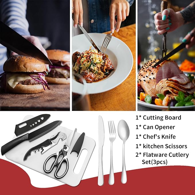 Portable Camping Kitchen Utensil Set-27 Piece Cookware Kit, Stainless Steel Outdoor Cooking and Grilling Utensil Organizer Travel Set Perfect for Travel, Picnics, RVs, Camping, BBQs, Parties and More