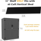 Vertical Resin Storage Shed with 2 Shelves, 60 Cuft Garden Tool Sheds & Outdoor Storage, Plastic Outdoor Storage Cabinet Waterproof, 4.5 x 2.3 ft Backyard Outside Lawn Mower Storage Shed, Grey