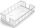 Wican Marble Guest Towel Holder Tray for Bathroom, Napkins Holder | Powder Room Dining Table Wooden Basket for Disposable Paper Hand Towels, Silvery and Marble White