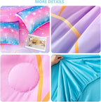 PERFEMET Pink Mermaid Comforter Set Full Size 6 Pieces Bed in A Bag Colorful Rainbow Bedding Set for Teens Girls 3D Sparkly Glitter Ombre Bed Set with Comforter and Sheets (Pink Mermaid, Full)