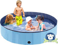 Foldable Dog Pool, Portable Pet Bath Tub and Kiddie Swimming Pool, Collapsible Bathtub for Puppies, Small, Medium and Large Dogs, Cats and Kids, 71 x 12 in, Blue