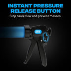 OX Professional Sausage Caulking Gun 20-Ounce Manual Sausage Gun - Dual Thrust 12:1 & 24:1 Ratio for Adhesive & Sealant - Pistola De Caulking