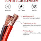 2 Gauge Battery Power Cable (5 Feet Black, 5 Feet Red) - 2 AWG Copper Clad Welding Wire with M8 & M10 SC Cable Lugs for Car, Camper, RV, Solar Low Voltage Wiring