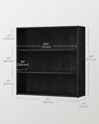 VASAGLE Bookshelf, 31.5 Inches Wide, 3-Tier Open Bookcase with Adjustable Storage Shelves, Floor Standing Unit, Ebony Black ULBC173T56
