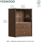 YESWOOD Modular Bookcase Storage Cubes, 100% Solid Rubberwood TV Stand Free Combination, Small Walnut Color Buffet Cabinet for Living Room Bedroom Study