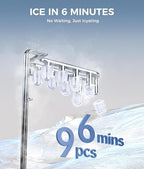 Ecozy Countertop Ice Maker, Portable, Self-Cleaning, 9 Bullet Ice Cubes in 6 Mins, 26lbs/24Hrs, Ice Maker Machine with Ice Bags, Handle, Standing Scoop and Basket, Black, IM-BS261C