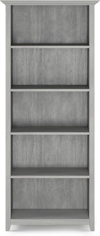 SIMPLIHOME Amherst SOLID WOOD 30 Inch Wide Transitional 5 Shelf Bookcase in Fog Grey, for The Living Room, Study Room and Office