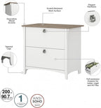 Bush Furniture Salinas 2 Drawer Lateral File Cabinet in Pure White and Shiplap Gray