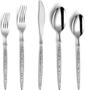 Lemeya 20-Piece Hammered Silverware Set,18/10 Stainless Steel Forging Heavy Duty Cutlery Set for 4, Luxury Unique Flatware Set,Spoons and Forks Set,Mirror Polished,Dishwasher Safe