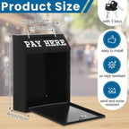 Yaocom Safe Metal Cash Box for Farm Stand – Money Drop and Secure Donation Collection, Wall Mount Lockable Unit with Pre Drilled Holes for Outdoor Self Serve(Black,15 x 12 x 4 Inch)