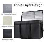 Bodaon Insulated Food Delivery Bag with Hard Bottom, XXXL, Black, 2 Pack | Heavy Duty Thermal Catering Tote for Hot Pizza, Cold Drinks & Meal Boxes for Delivery Staff, Restaurants, and Outdoor Events
