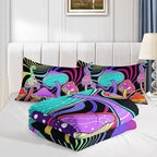 Colorful Mushroom Comforter Set Twin Size Kids 3D Mushroom Bedding Set Cute Hippy Theme Quilt Bed Set for Boys Girls Adults with 1 Comforter and 2 Pillowcases