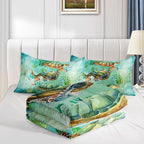 Datura home Sea Turtle Comforter Bedding Set for Kids Teens Adults,Watercolor Sea Turtle Light-Green and Blue Coral Seaweed Ocean Themed Comforter with 2 Pillowcases(Turtle Full),Green Turtle