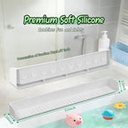 Splash Guard for Bathtub Kids - Silicone Bathtub Splash Guard with 11 Suction Cups, Bath Tub Play Shelf for Kids & Toy Holder, Prevent Water Spill in Bathroom, Fun Bath Time for Toddlers Baby(grey)