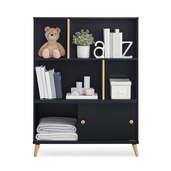 Delta Children Essex Bookcase - Greenguard Gold Certified, Black/Natural