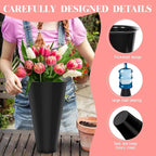 Flower Display Stand with Buckets, 3-Layers 12 PCS Buckets Plant Stand with Wheels, Movable Metal Plant Stand for Terrace Garden, Living Room, Florist Shop