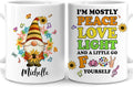 Hyturtle Personalized Gnome Hippie Coffee Mug Gifts on Birthday Christmas | Unique Gift Ideas for Gnome Lovers, Gnomes Gifts For Women Custom Name 11oz White Ceramic Coffee Tea Mug, Comfort grip handle