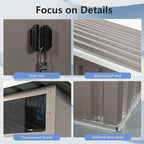 Favfurish 6Ft x 5Ft Outdoor Metal Storage Shed, Weatherproof Garden Shed with Double Sliding Doors and Padlock, Transparent Plate, Punched Vents, Utility Tool House for Lawn Backyard, Gray
