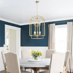30" Farmhouse Gold Chandelier, 10-Light Foyer Lighting Fixtures, Lantern Tiered Pendant Light Fixtures, Metal Rustic High Ceiling Chandelier for Dining Room Entryway Staircase