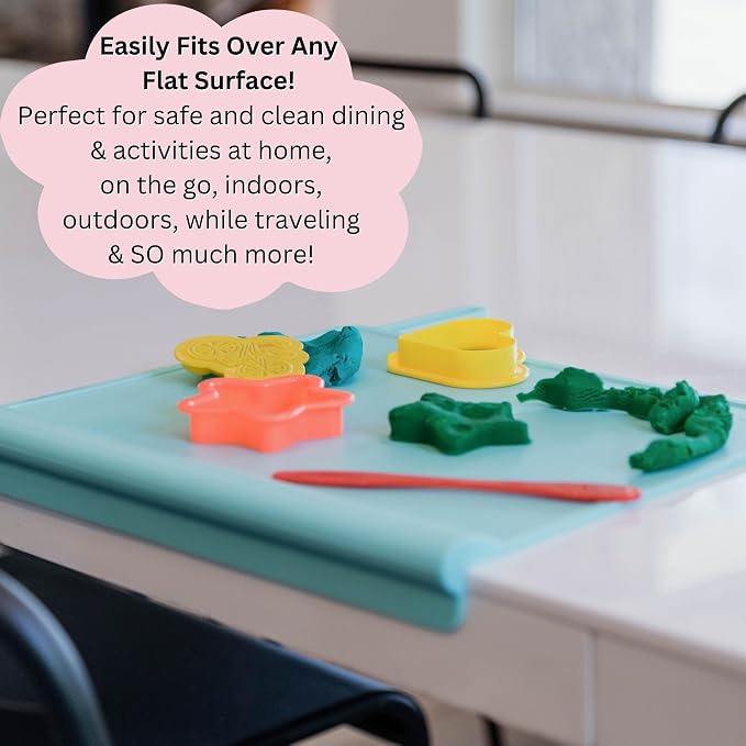 Silicone Placemats for Toddlers with Patented Edge Bumper | Kids Placemats Non Slip Travel Ready | Baby Placemat BPA Free for Restaurant Dining Table | Hunter Green