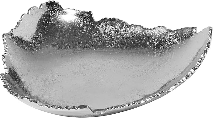 Red Co. 12” Decorative Antique Silver Allure Torn Hammered Metal Centerpiece Bowl with Sculpted Edges
