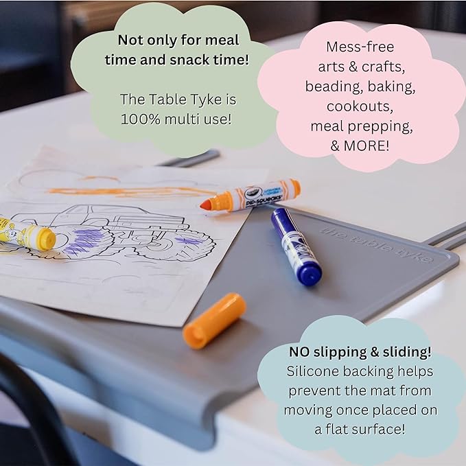 Silicone Placemat with Table Edge Bumper for Baby Toddler Suction Cup Safety Mat (Slate Grey)