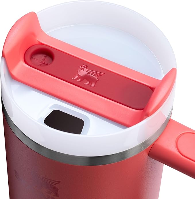 Stanley Quencher H2.0 Tumbler with Handle and Straw 30 oz | Flowstate 3-Position Lid | Cup Holder Compatible for Travel | Insulated Stainless Steel Cup | BPA-Free | Hot Coral