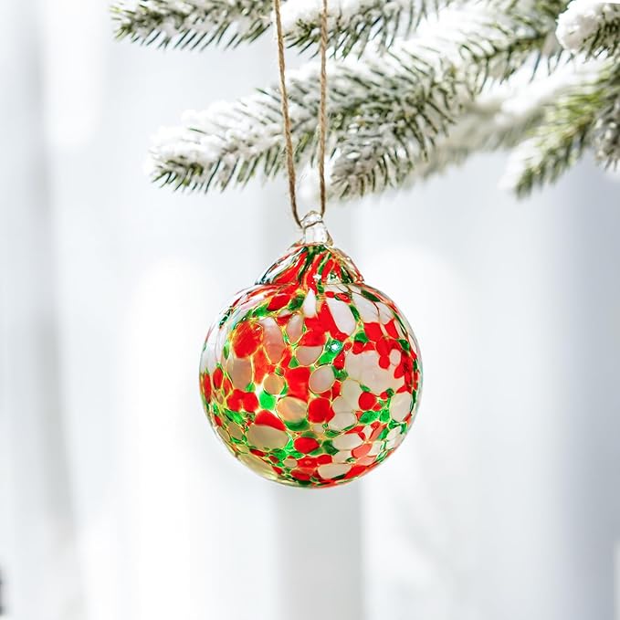 Set of 3 Blown Glass Gazing Balls Ornaments Hanging Glass Ornament Balls Decor for Garden Patio