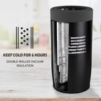 4-in-1 Slim Can Cooler Easy to Hold Insulated Beer Can Holder Double-walled Stainless Steel for All 12 Oz Cans (Black America Flag)