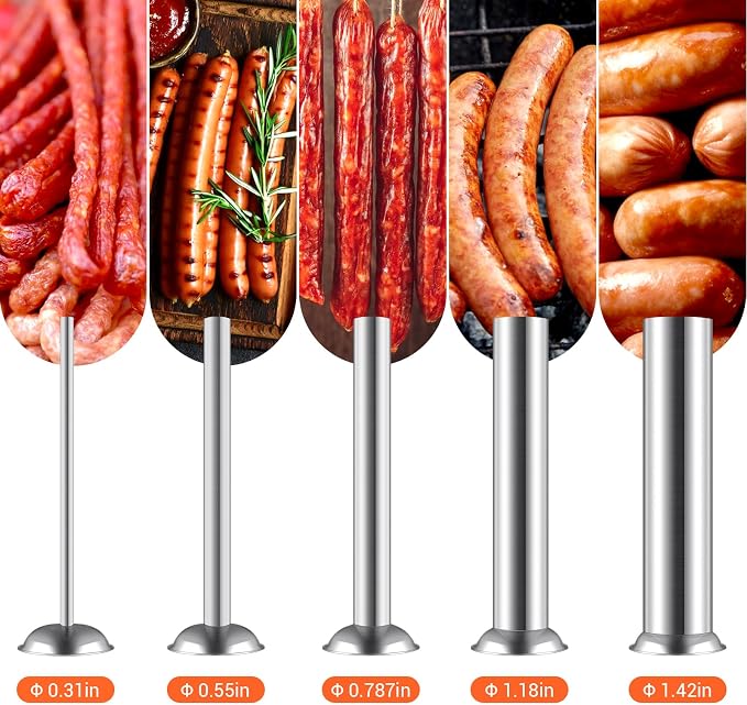 Electric Sausage Stuffer Maker, Vertical Electric Stuffer 11 Adjustable Speed Stainless Steel Commercial Sausage Filler Meat Stuffers with 5 Stuffing Tubes, Home & Commercial (30Lb/15L)