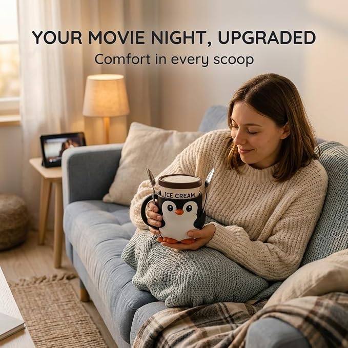 Ice Cream Pint Holder – Fits Standard Pints – Dual Spoon Sockets – Keeps Hands Warm – Fun Unique Designs with Vibrant Colors – Reusable Ice Cream Sleeve - Ramen Noodle Holder (Ghost)