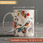 Maison d' Hermine Coffee Mug with Handles Tea Cups (15 Ounce, Pack of 1) | Fine Bone China Coffee Mugs for Hot Beverages Cappuccino Latte Home Restaurant Spring Summer -Equinoxe - Beige - Passerine