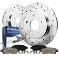 Detroit Axle - 5-Lug Rear Brake Kit for Hyundai Sonata Tucson XG300 XG350 Kia Optima Magentis Sportage Drilled & Slotted Brake R