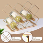 Countertop Wine Rack - 10 Bottle Freestanding Modern Gold Metal Small Wine Rack - Tabletop Wine Holder Stand for Cabinet, Pantry, Wine Bottle Storage…