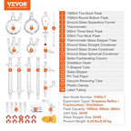 VEVOR Lab Distillation Kit, 3.3 Boro Lab Glassware Distillation Kit with 24, 40 Joint, 1000ml Essential Oil Distillation Apparatus Kit, 32 pcs Set of Glassware Equipment