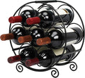 TreeLen Wine Racks Countertop, 7 Bottles Wine Organizer Stand, Metal Free Standing Wine Storage Holder, Water Bottle Holder Stand-Black