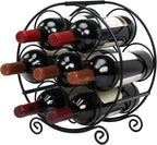 TreeLen Wine Racks Countertop, 7 Bottles Wine Organizer Stand, Metal Free Standing Wine Storage Holder, Water Bottle Holder Stand-Black