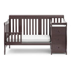 Storkcraft Portofino 5-in-1 Convertible Crib and Changer (Espresso) – Crib and Changing -Table Combo with 3 Drawers, Includes Baby Changing Pad, Converts to Full-Size Bed